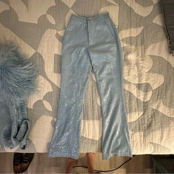 VTG 70s RARE Sequin Suit Set Feathers XS/S INSANE